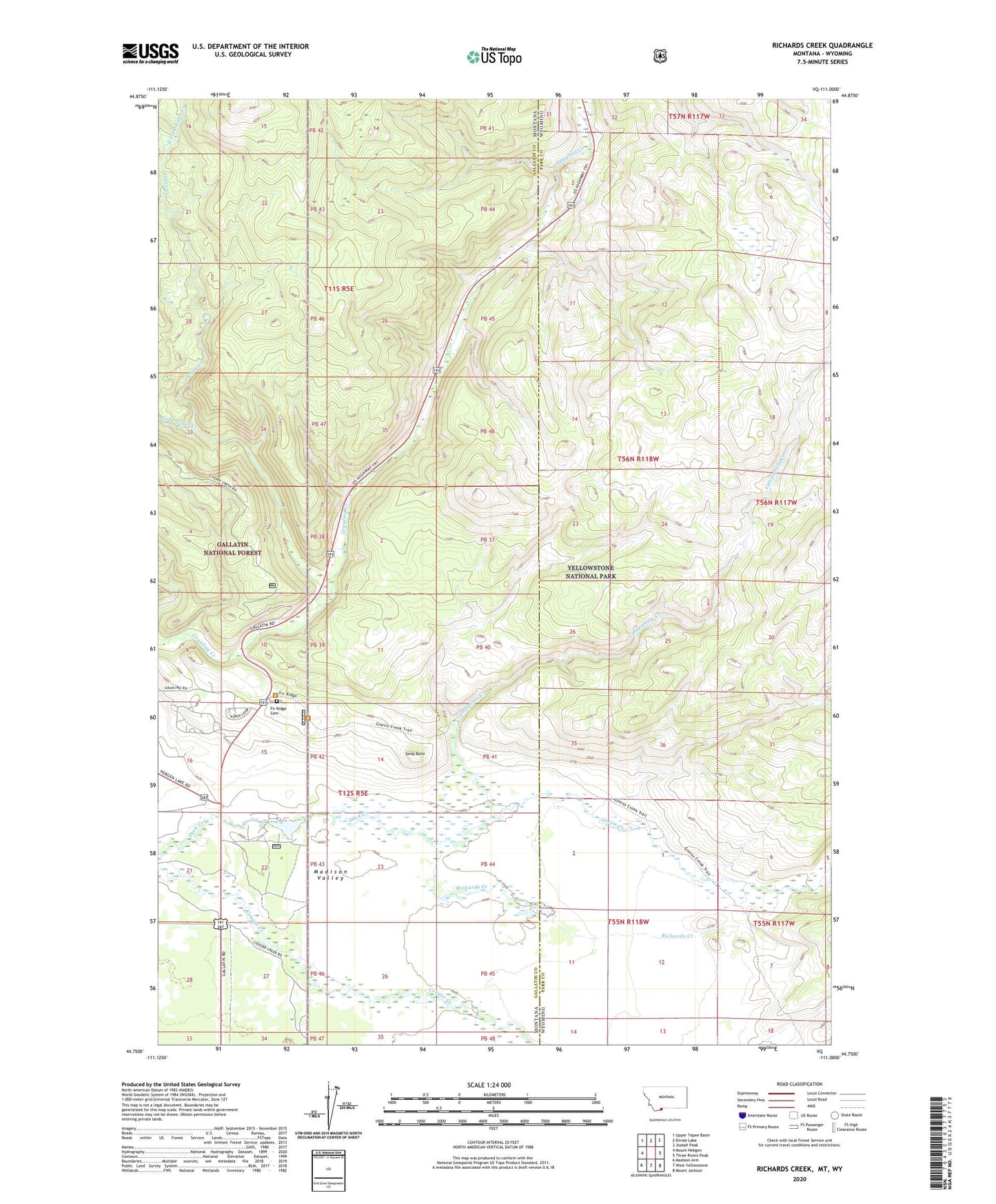 Richards Creek Montana US Topo Map Image