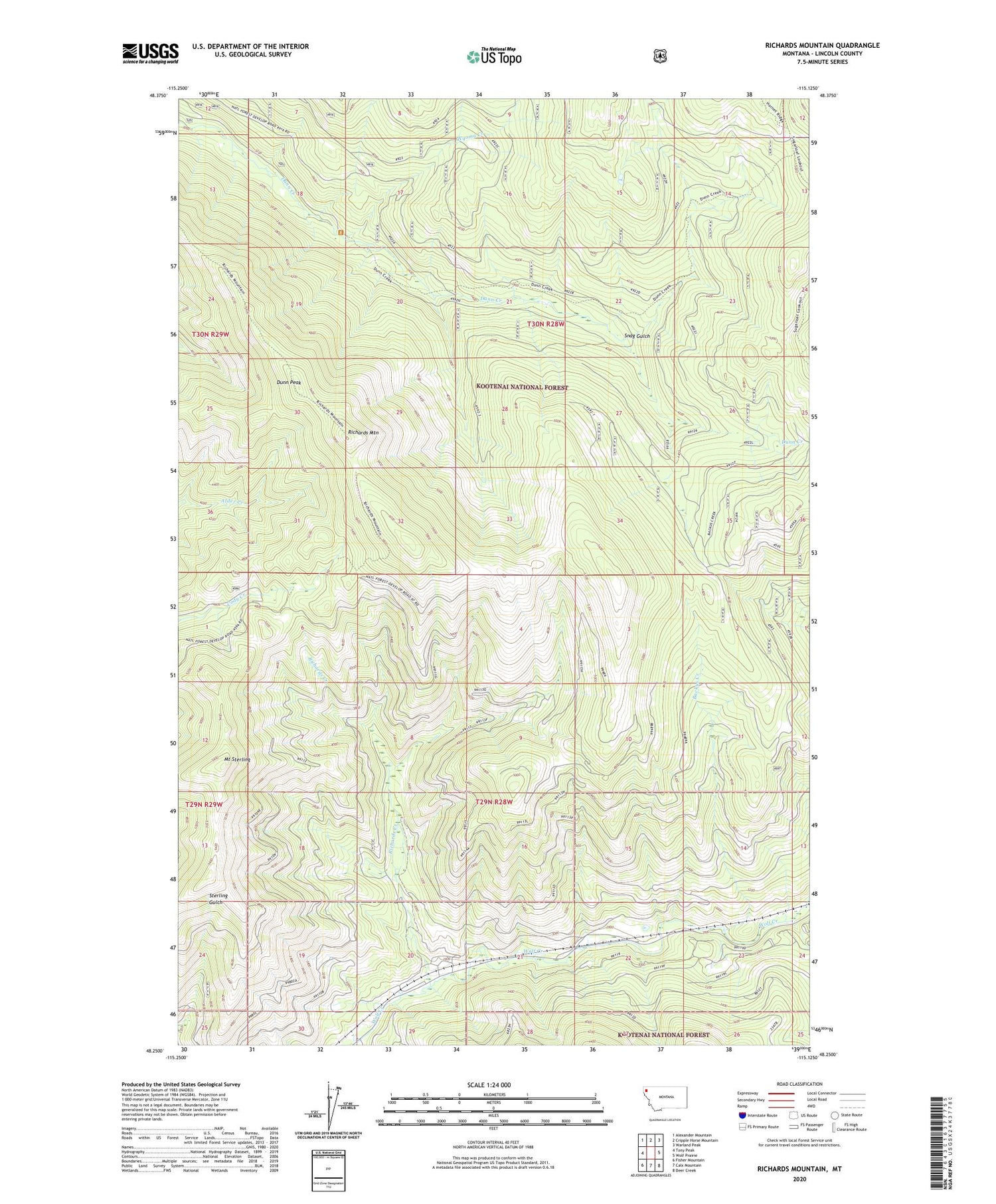 Richards Mountain Montana US Topo Map Image