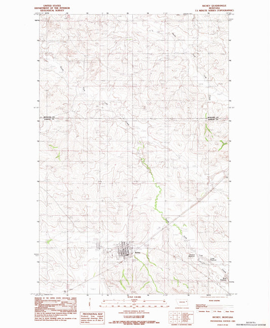Classic USGS Richey Montana 7.5'x7.5' Topo Map Image