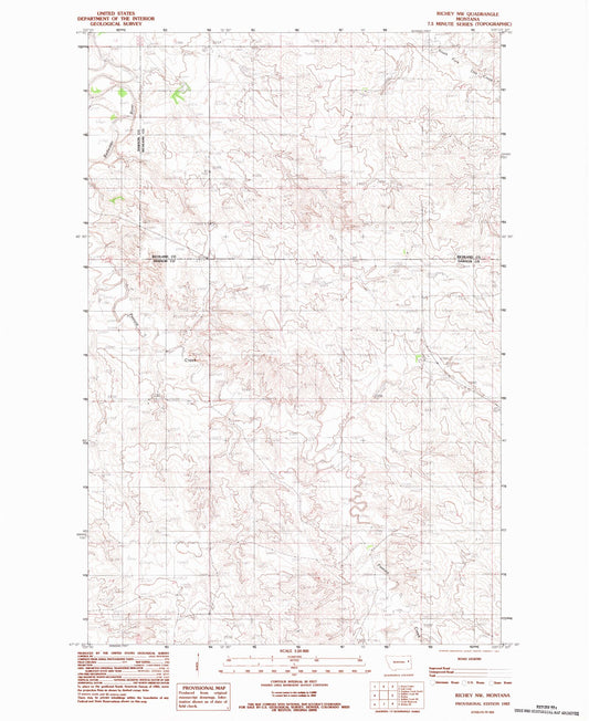 Classic USGS Richey NW Montana 7.5'x7.5' Topo Map Image