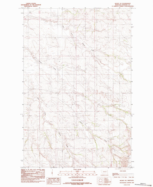 Classic USGS Richey SE Montana 7.5'x7.5' Topo Map Image