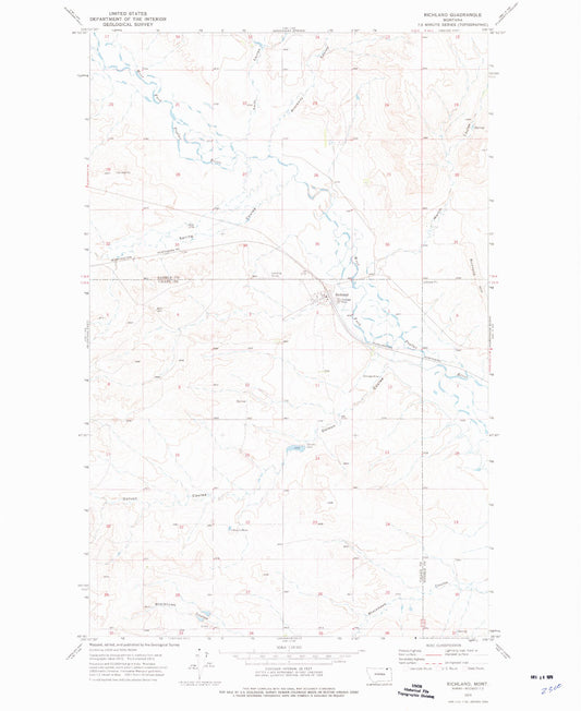 Classic USGS Richland Montana 7.5'x7.5' Topo Map Image