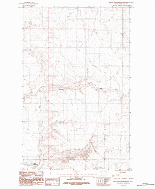 Classic USGS Richmond Reservoir SW Montana 7.5'x7.5' Topo Map Image