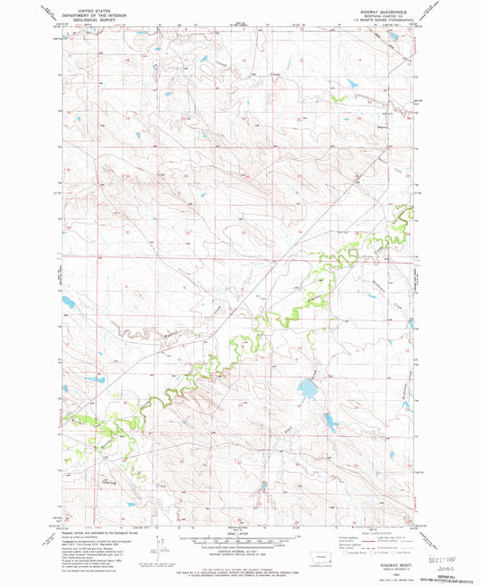 Classic USGS Ridgway Montana 7.5'x7.5' Topo Map Image