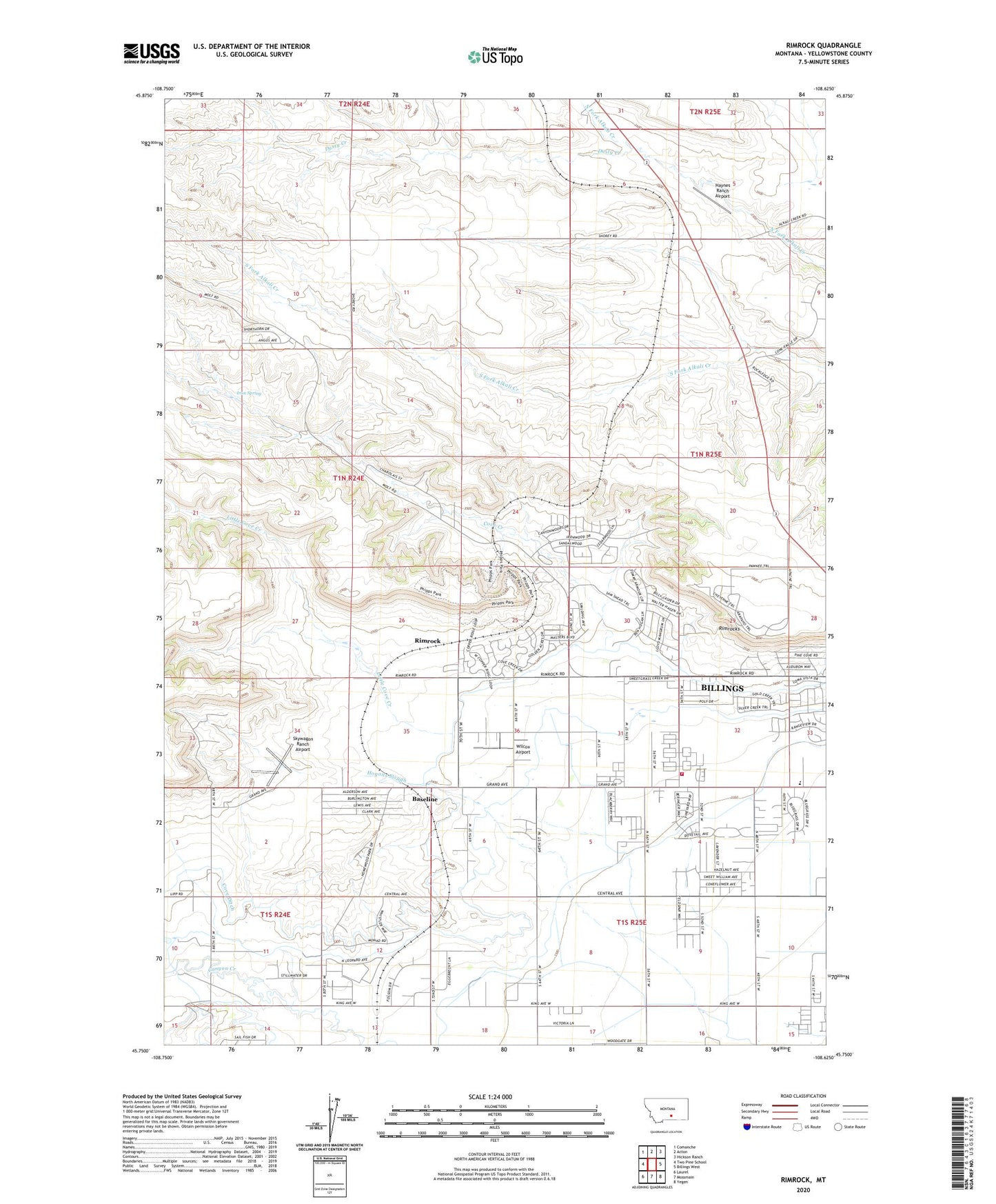 Rimrock Montana US Topo Map Image