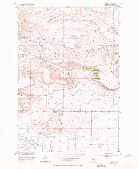 Classic USGS Rimrock Montana 7.5'x7.5' Topo Map Image