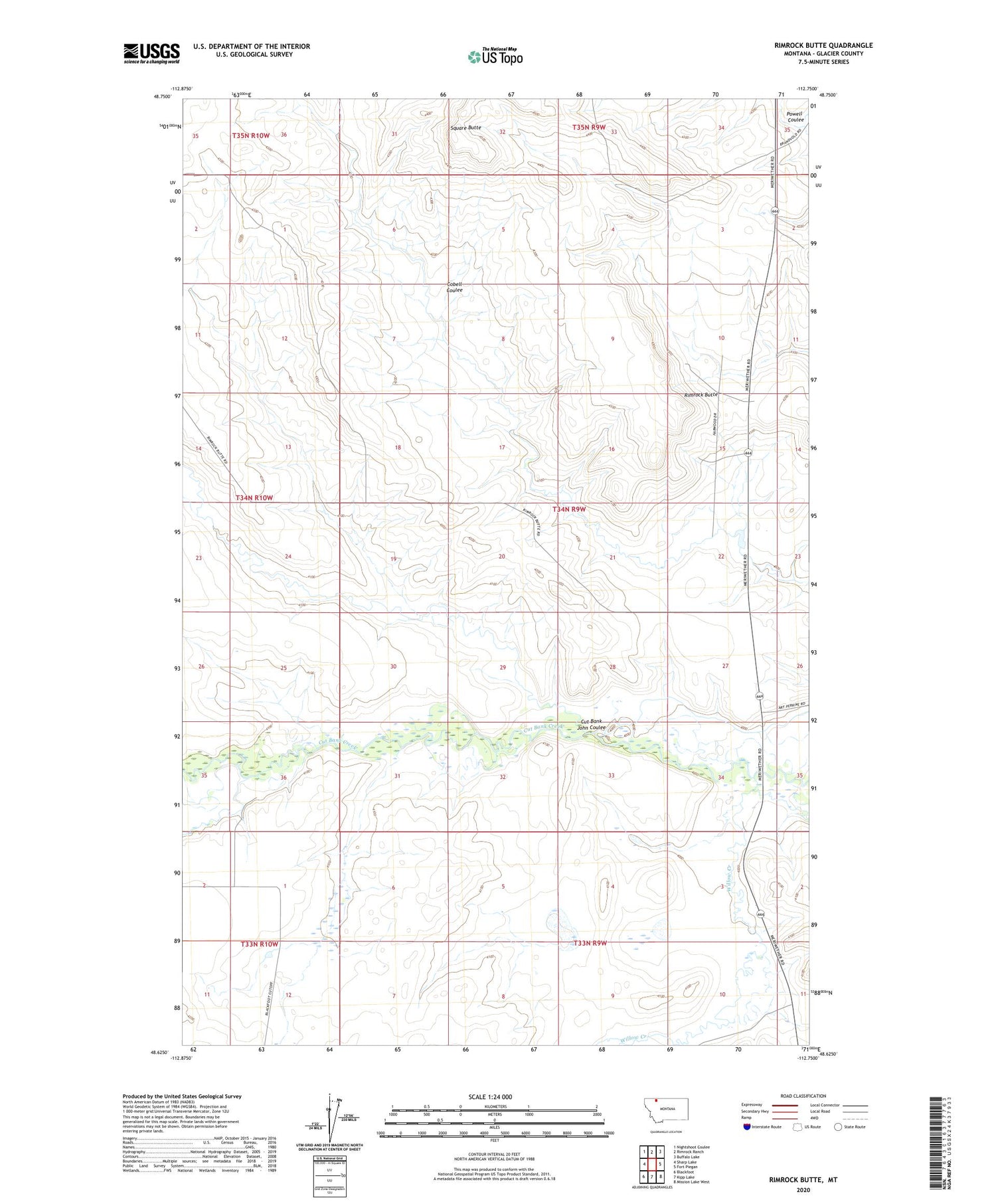 Rimrock Butte Montana US Topo Map Image