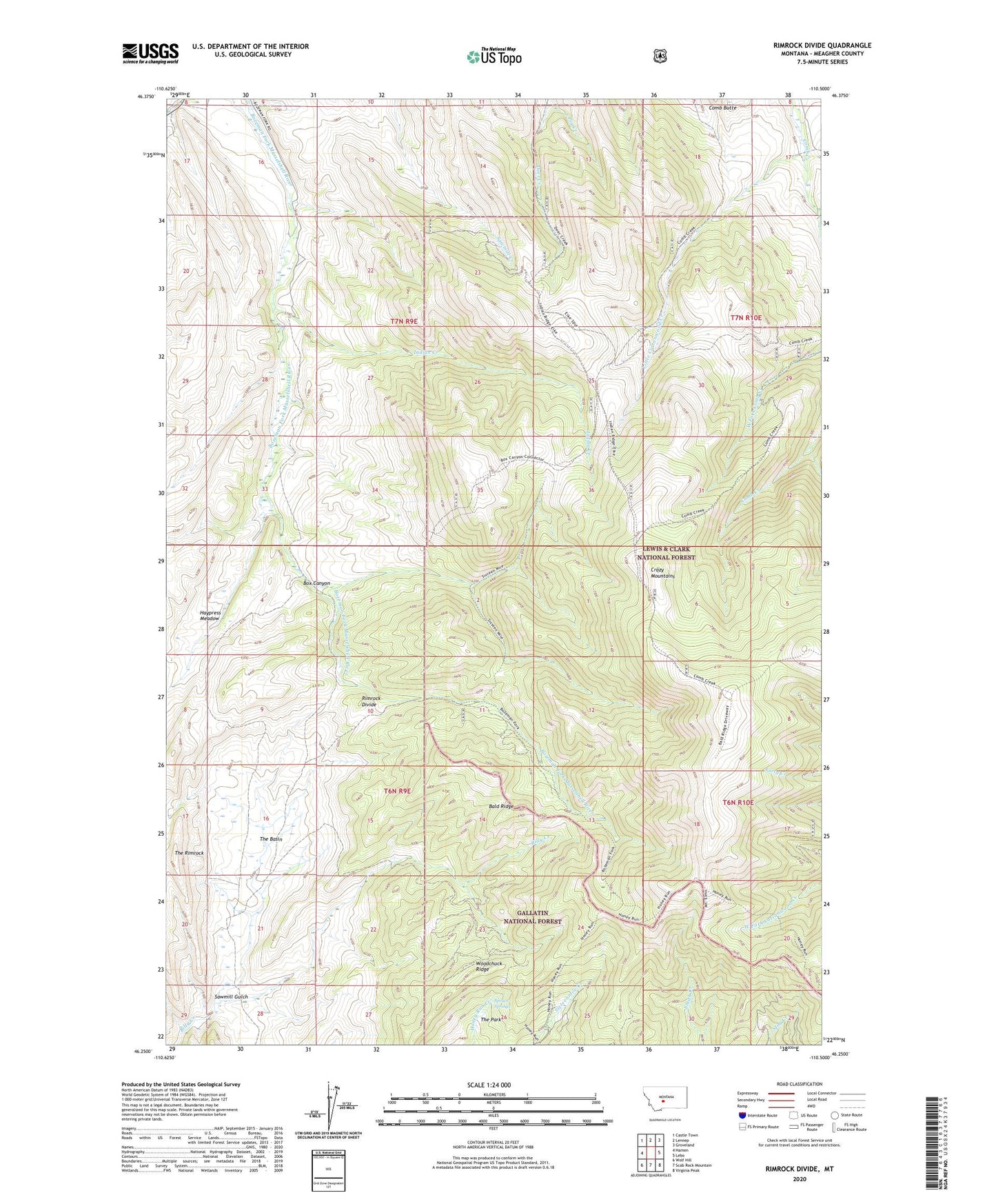Rimrock Divide Montana US Topo Map Image