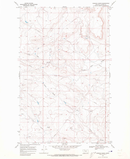 Classic USGS Rimrock Ranch Montana 7.5'x7.5' Topo Map Image
