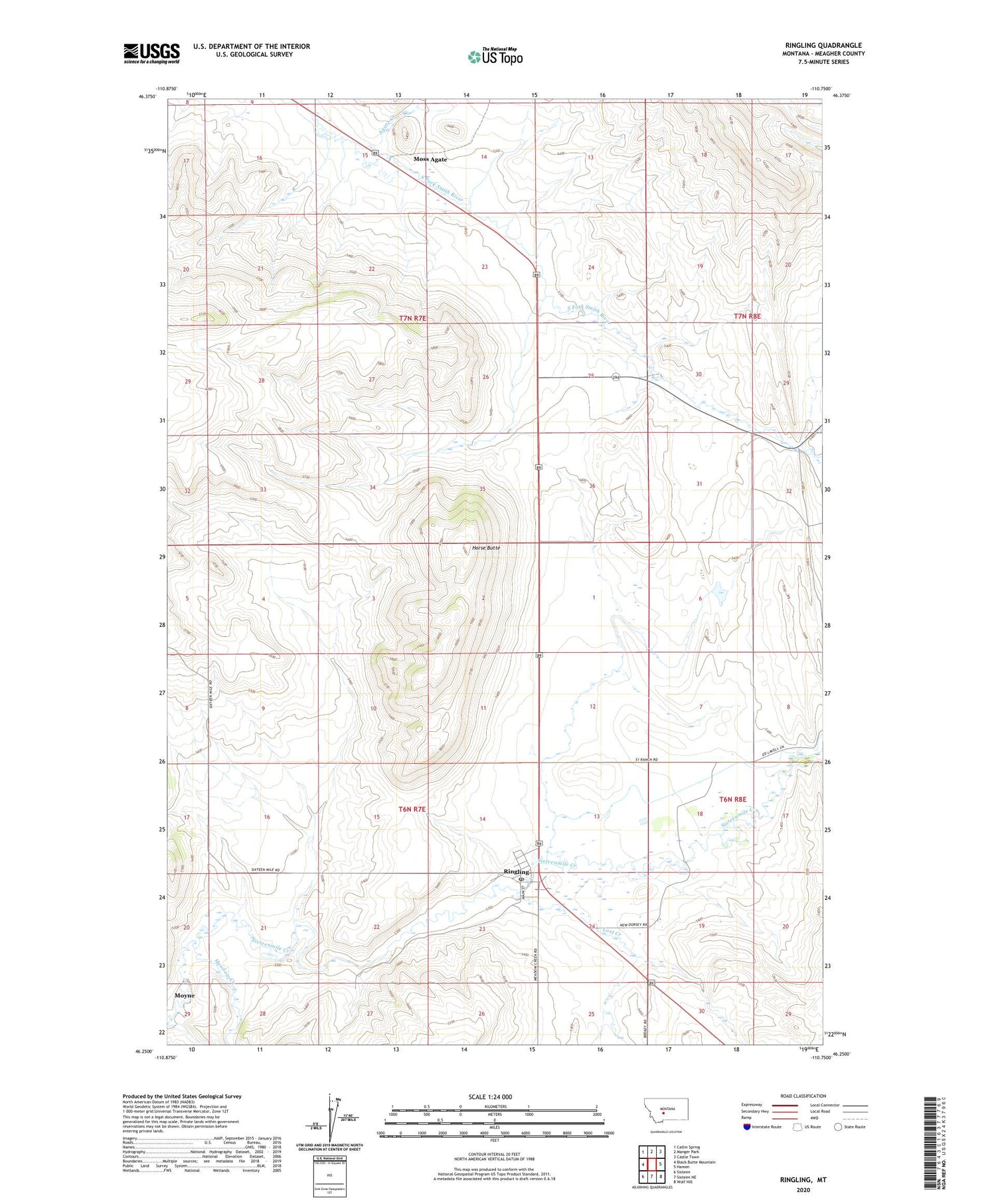 Ringling Montana US Topo Map Image