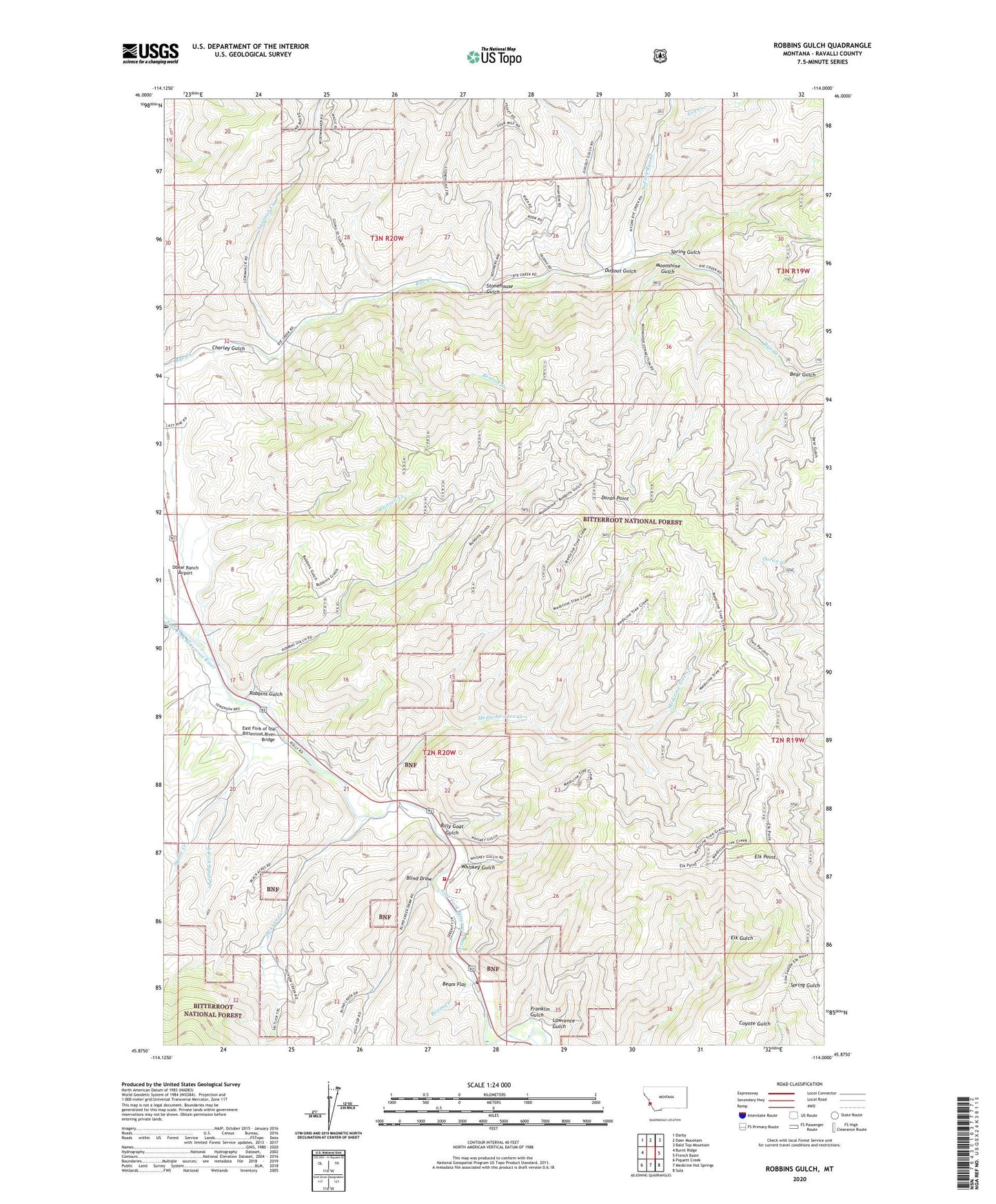 Robbins Gulch Montana US Topo Map Image