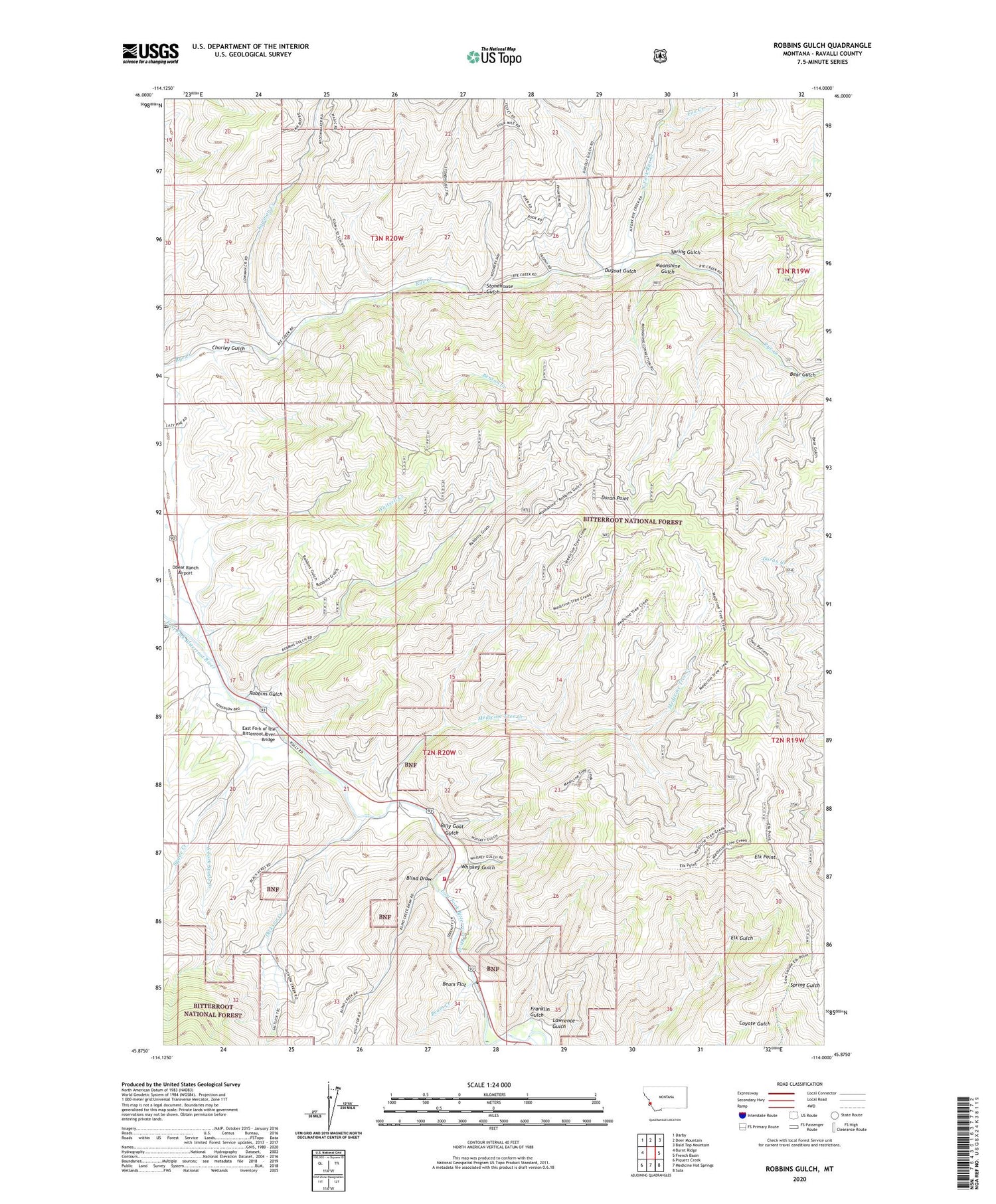 Robbins Gulch Montana US Topo Map Image