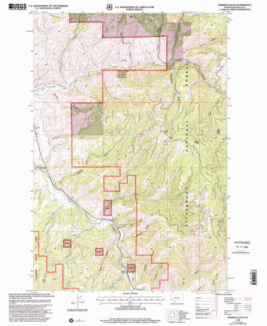 Classic USGS Robbins Gulch Montana 7.5'x7.5' Topo Map Image
