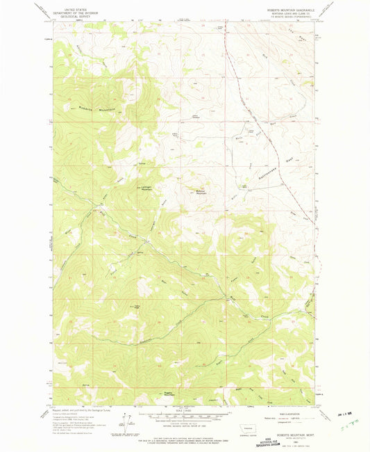 Classic USGS Roberts Mountain Montana 7.5'x7.5' Topo Map Image