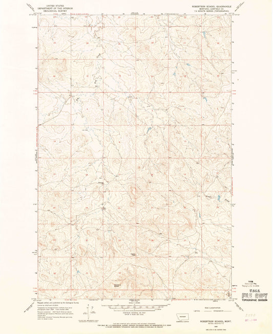 Classic USGS Robertson School Montana 7.5'x7.5' Topo Map Image