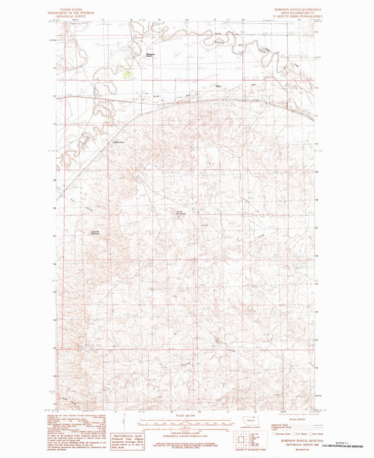 Classic USGS Robinson Ranch Montana 7.5'x7.5' Topo Map Image