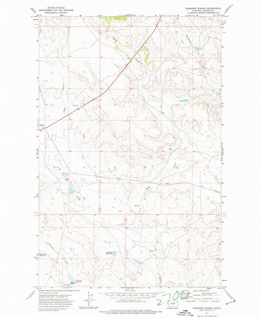 Classic USGS Robinson School Montana 7.5'x7.5' Topo Map Image