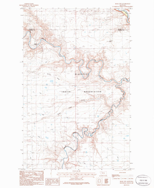 Classic USGS Rock City Montana 7.5'x7.5' Topo Map Image