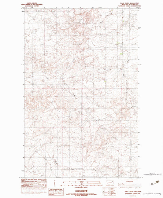 Classic USGS Rock Creek Montana 7.5'x7.5' Topo Map Image