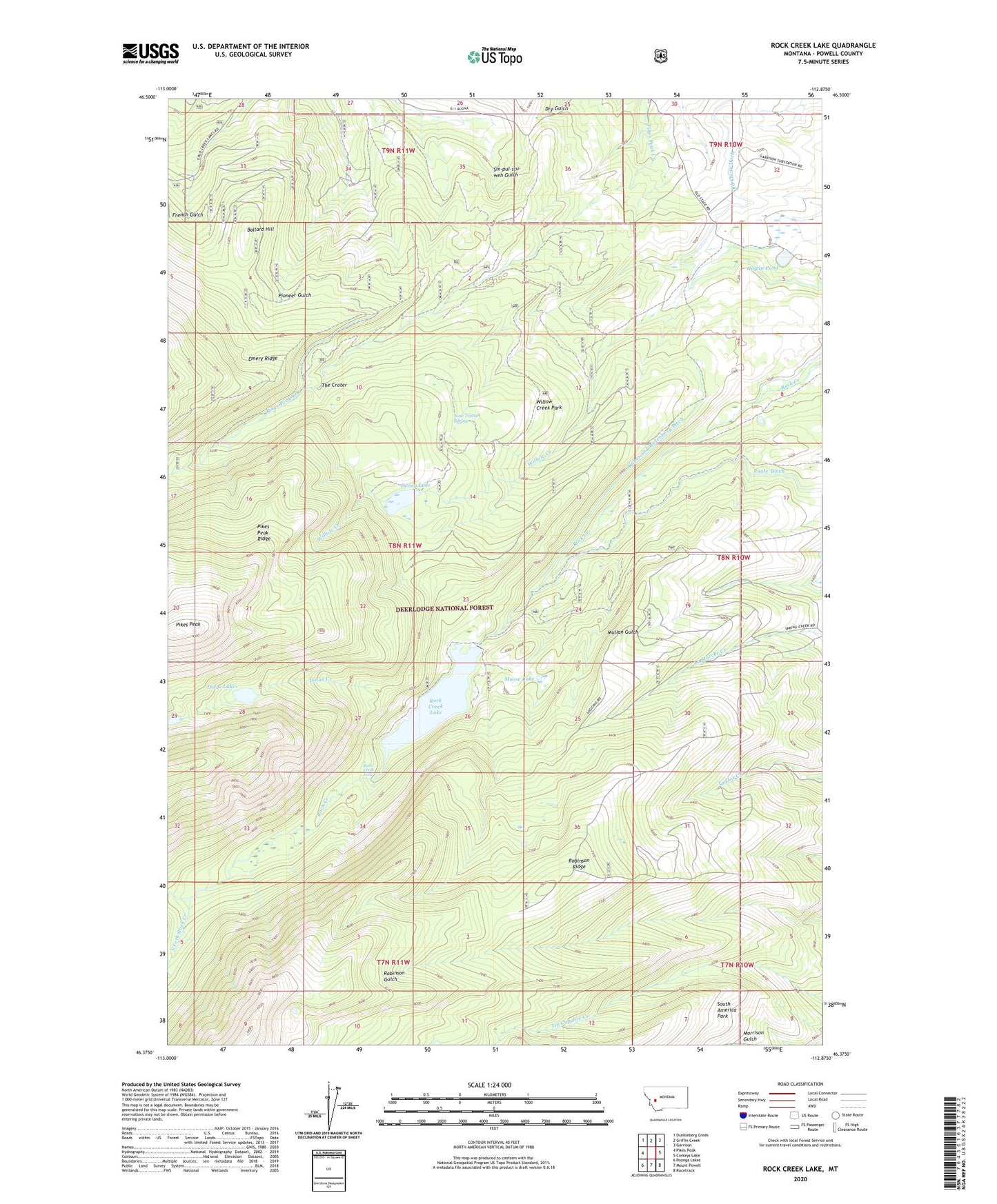 Rock Creek Lake Montana US Topo Map Image