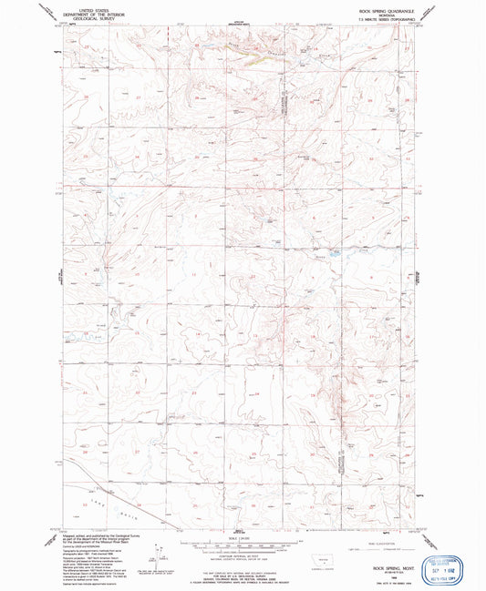 Classic USGS Rock Spring Montana 7.5'x7.5' Topo Map Image