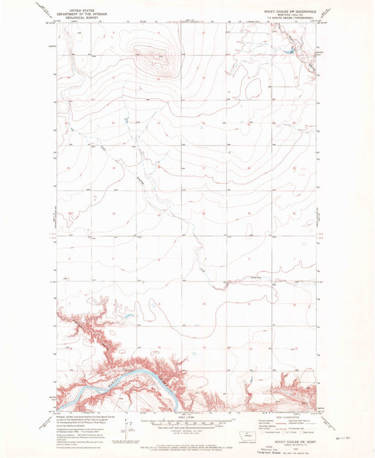 Classic USGS Rocky Coulee SW Montana 7.5'x7.5' Topo Map Image