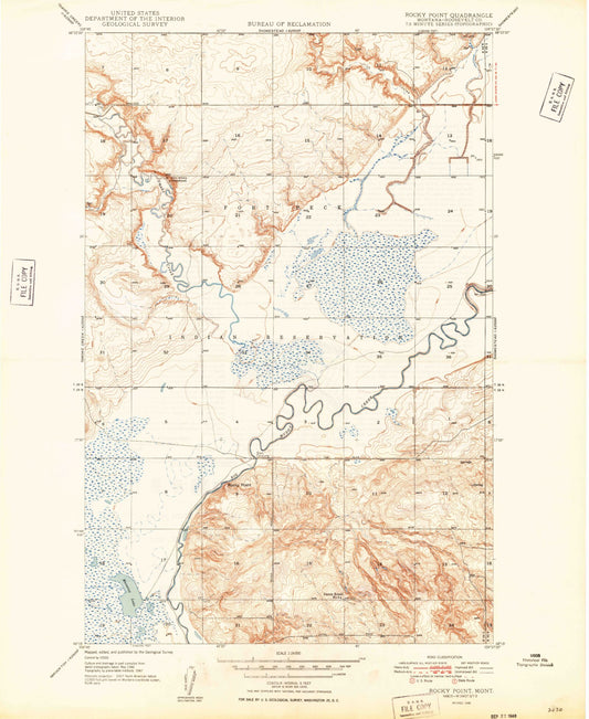 Classic USGS Rocky Point Montana 7.5'x7.5' Topo Map Image