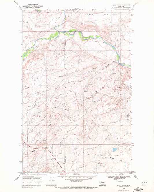 Classic USGS Rocky Ridge Montana 7.5'x7.5' Topo Map Image
