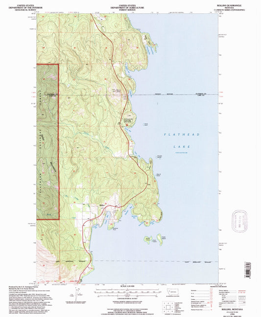Classic USGS Rollins Montana 7.5'x7.5' Topo Map Image