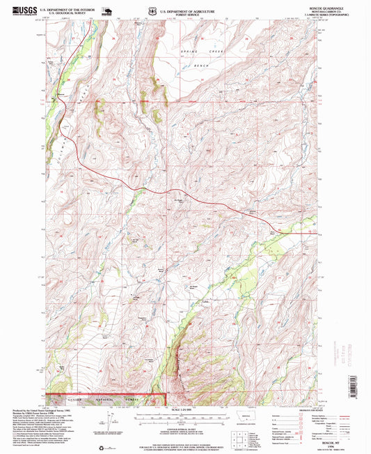 Classic USGS Roscoe Montana 7.5'x7.5' Topo Map Image