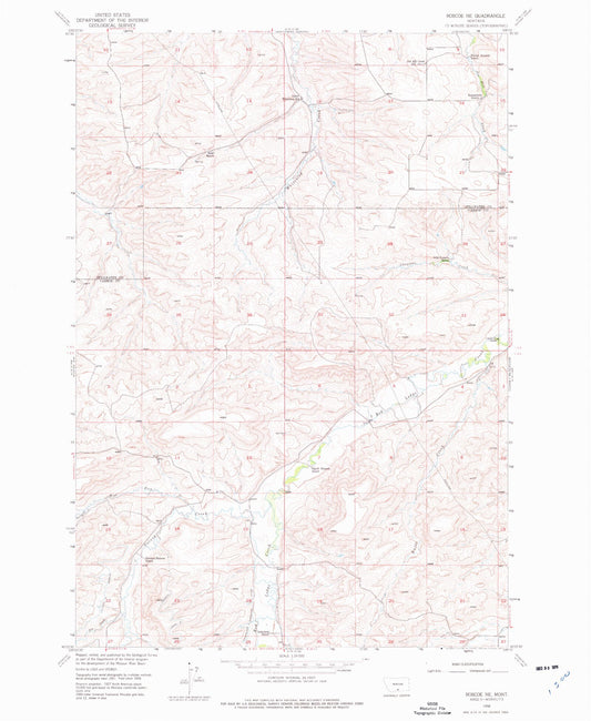Classic USGS Roscoe NE Montana 7.5'x7.5' Topo Map Image