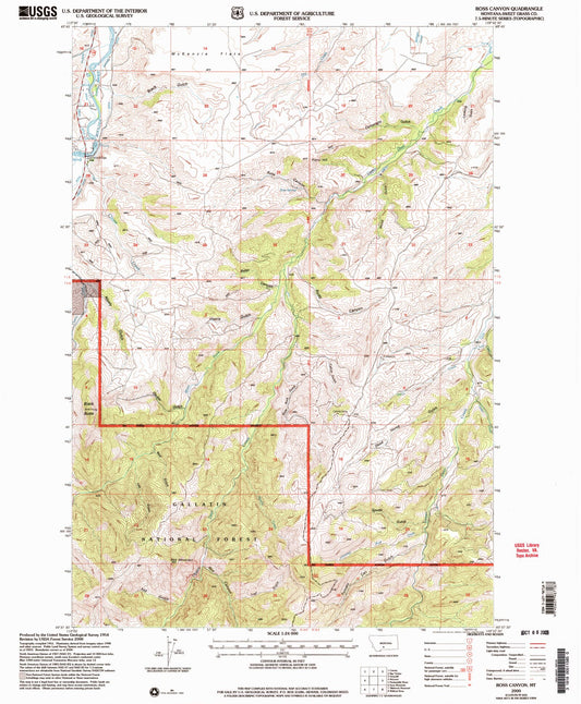 Classic USGS Ross Canyon Montana 7.5'x7.5' Topo Map Image
