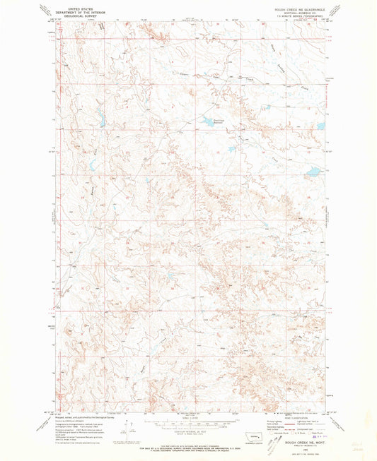 Classic USGS Rough Creek NE Montana 7.5'x7.5' Topo Map Image