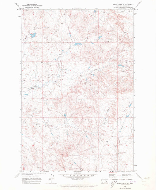 Classic USGS Rough Creek SE Montana 7.5'x7.5' Topo Map Image