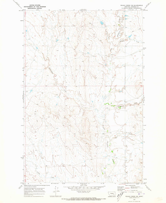 Classic USGS Rough Creek SW Montana 7.5'x7.5' Topo Map Image
