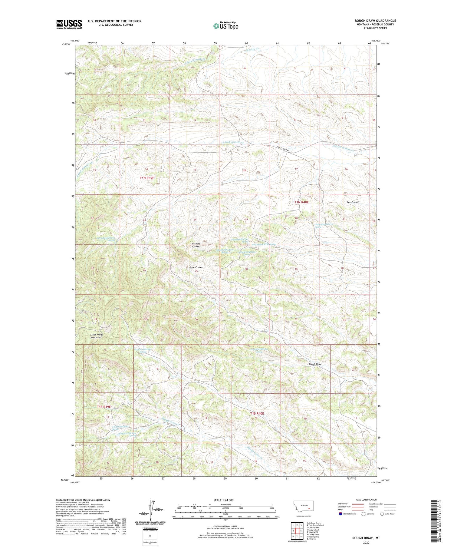 Rough Draw Montana US Topo Map Image