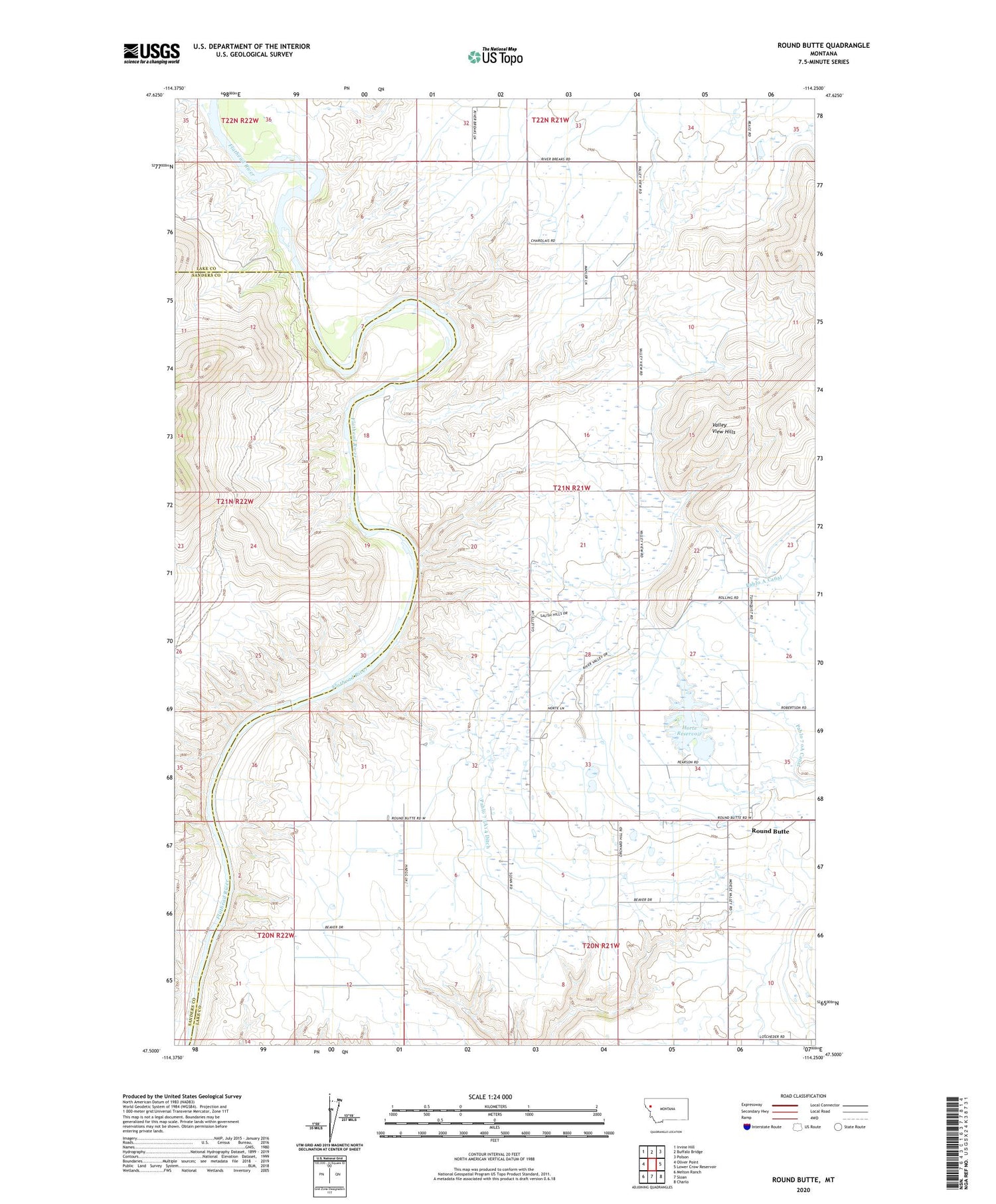 Round Butte Montana US Topo Map Image