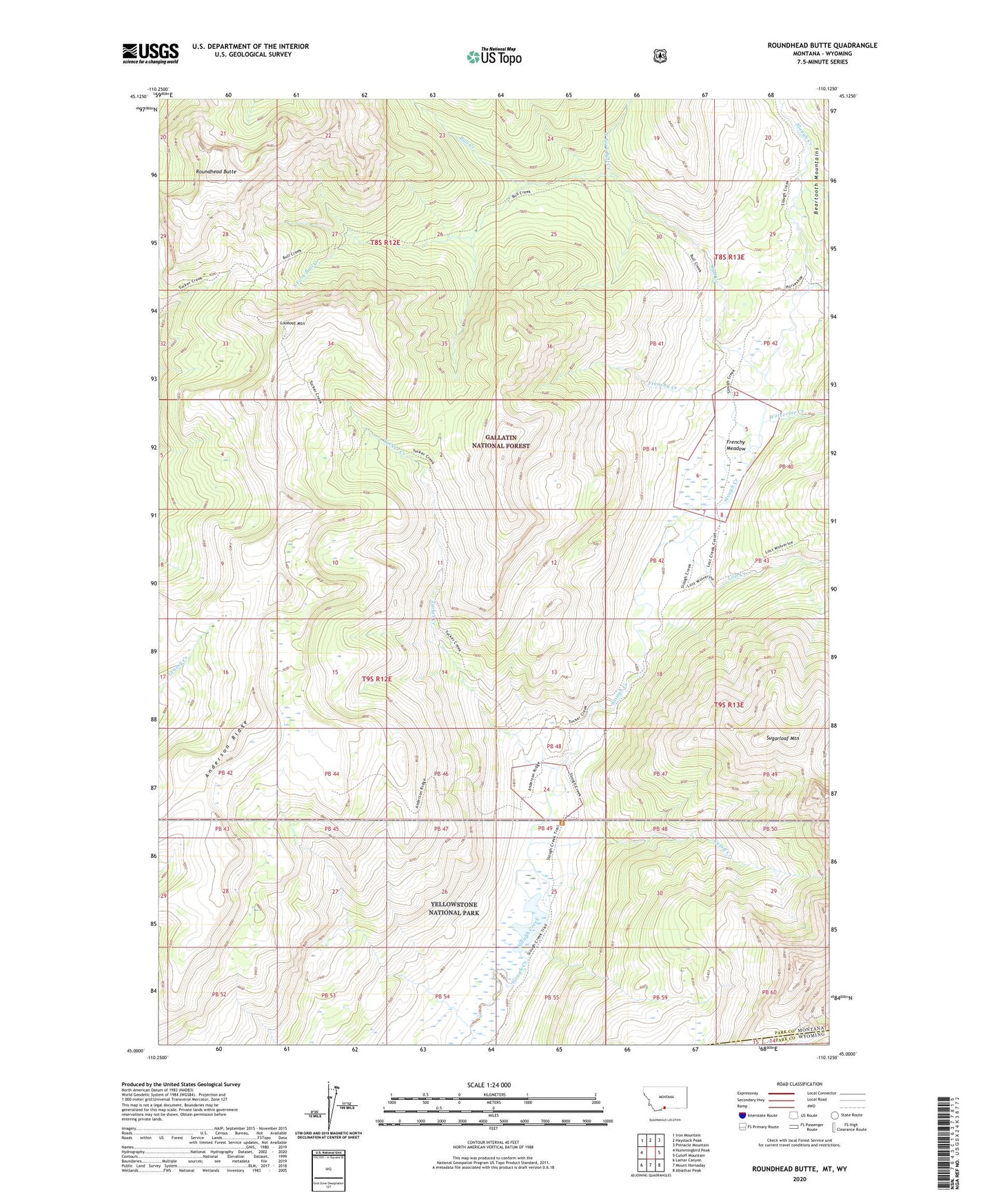 Roundhead Butte Montana US Topo Map Image