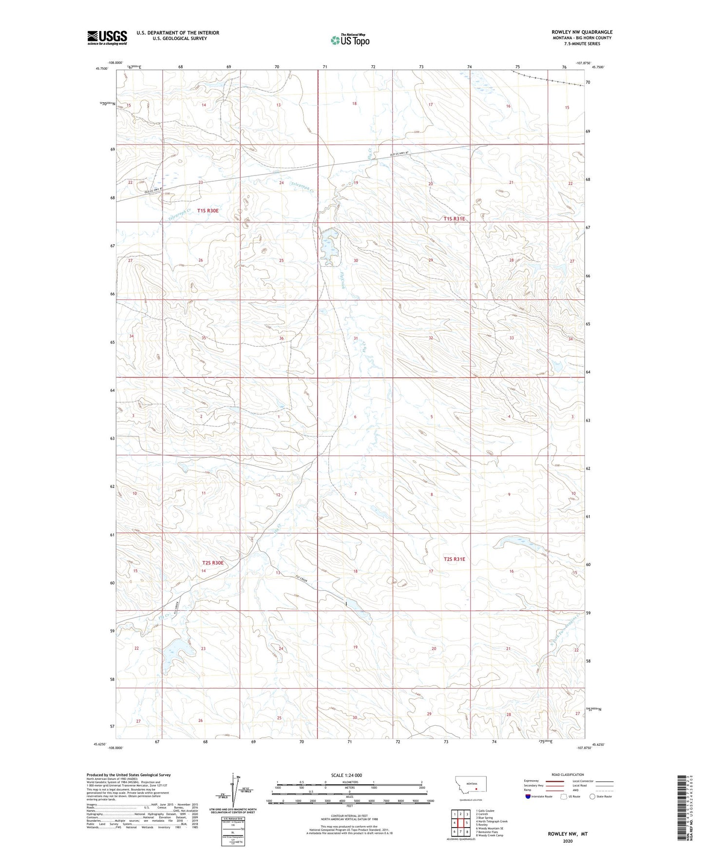 Rowley NW Montana US Topo Map Image