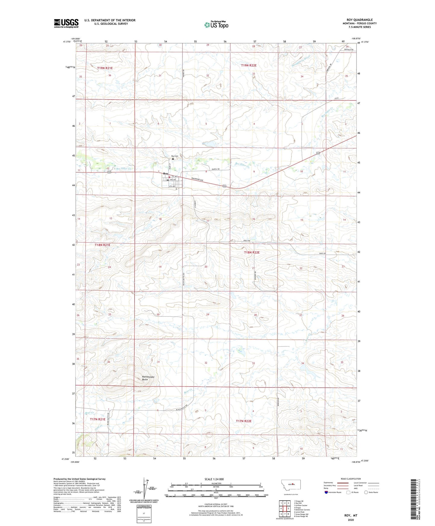 Roy Montana US Topo Map Image