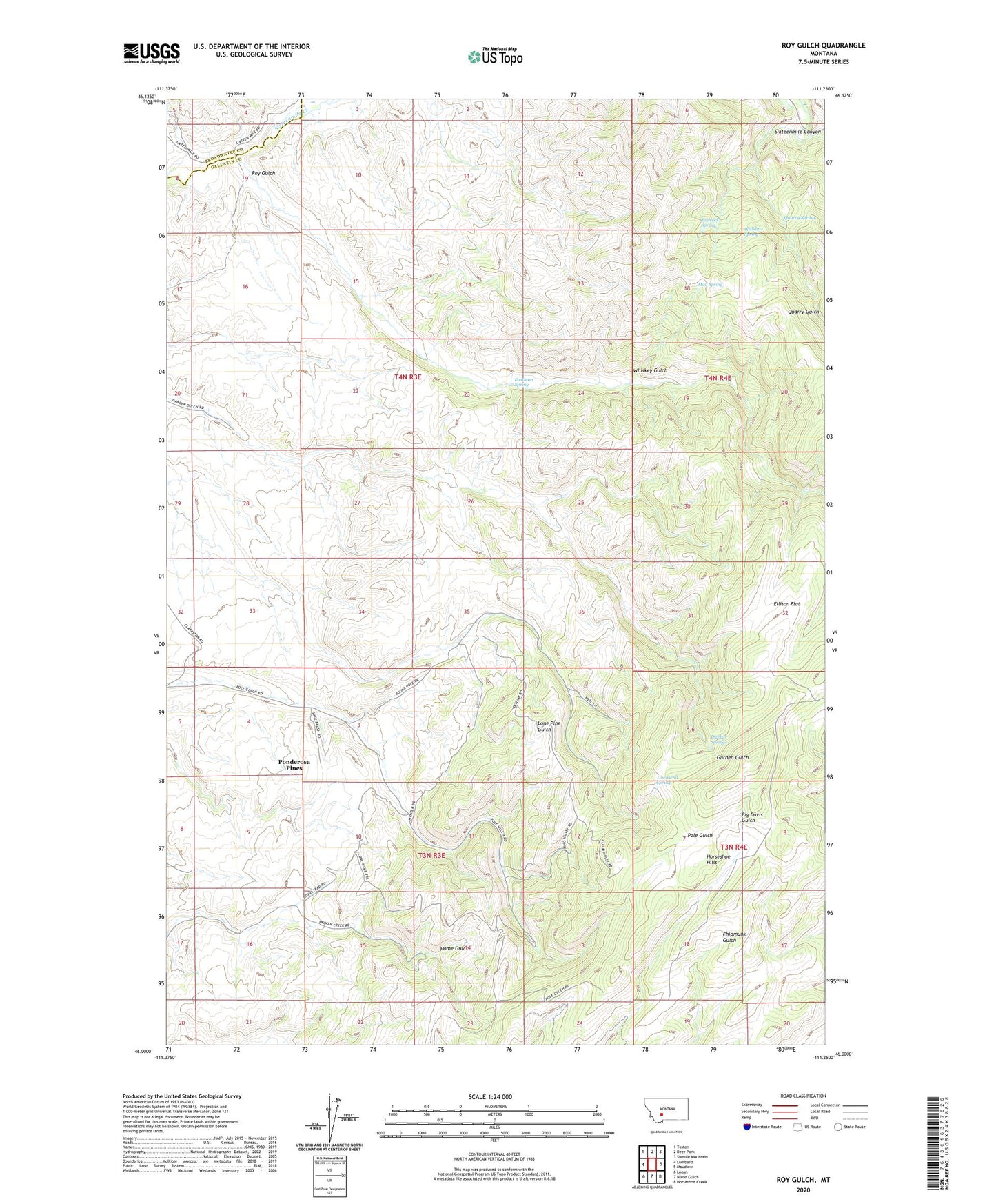 Roy Gulch Montana US Topo Map Image