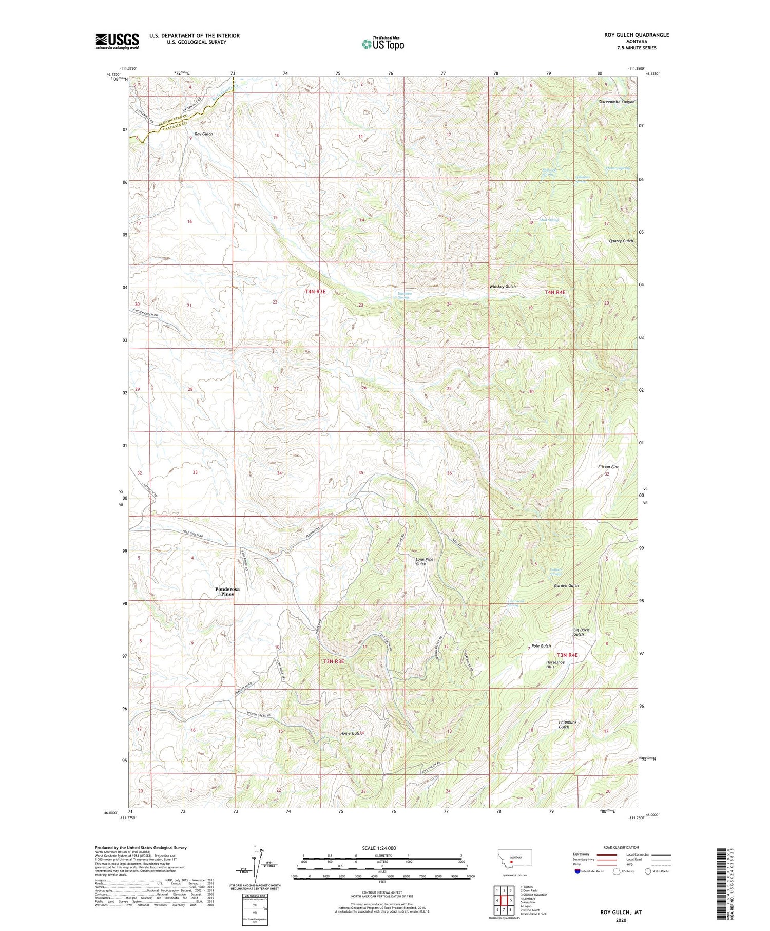 Roy Gulch Montana US Topo Map Image