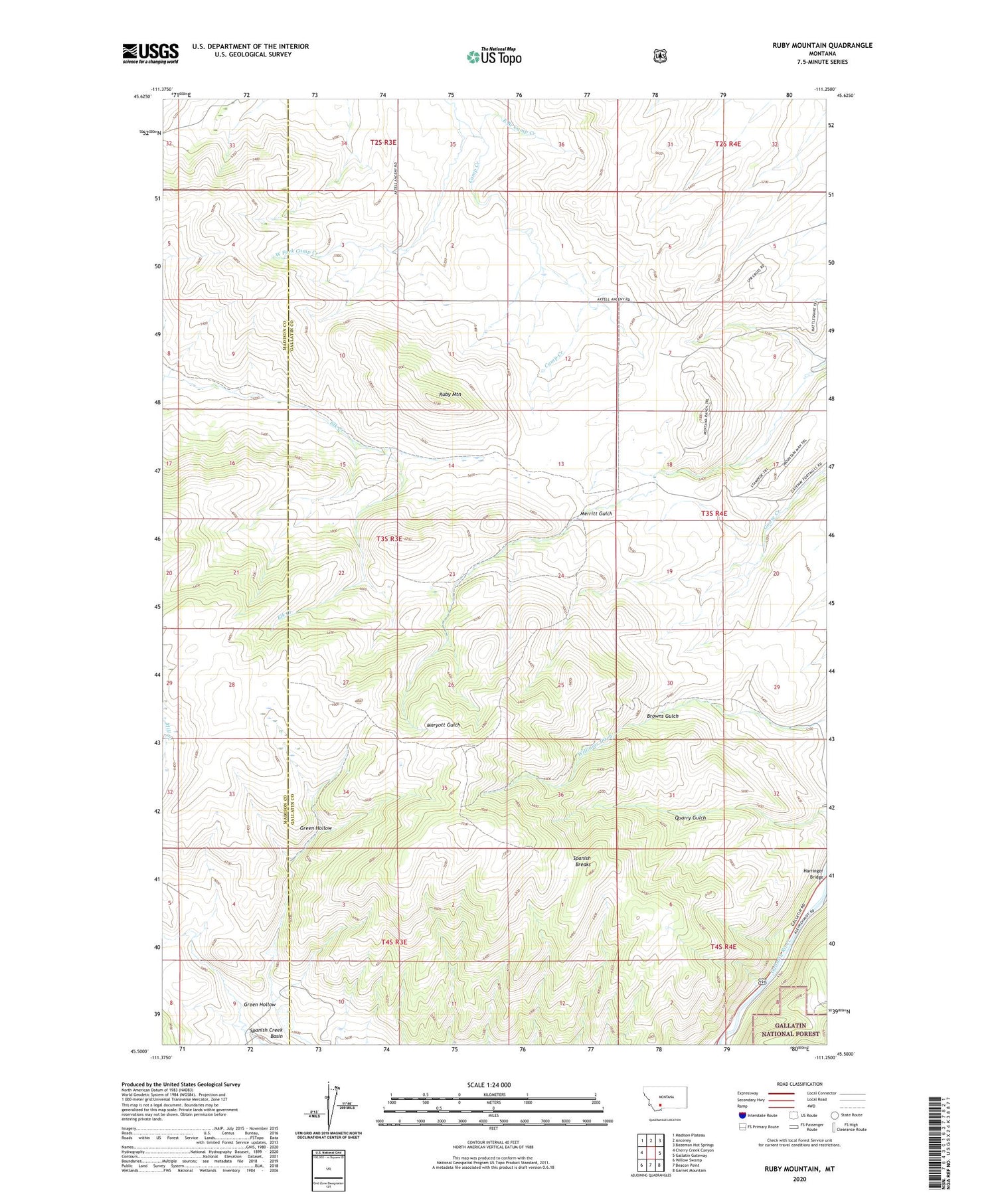 Ruby Mountain Montana US Topo Map Image