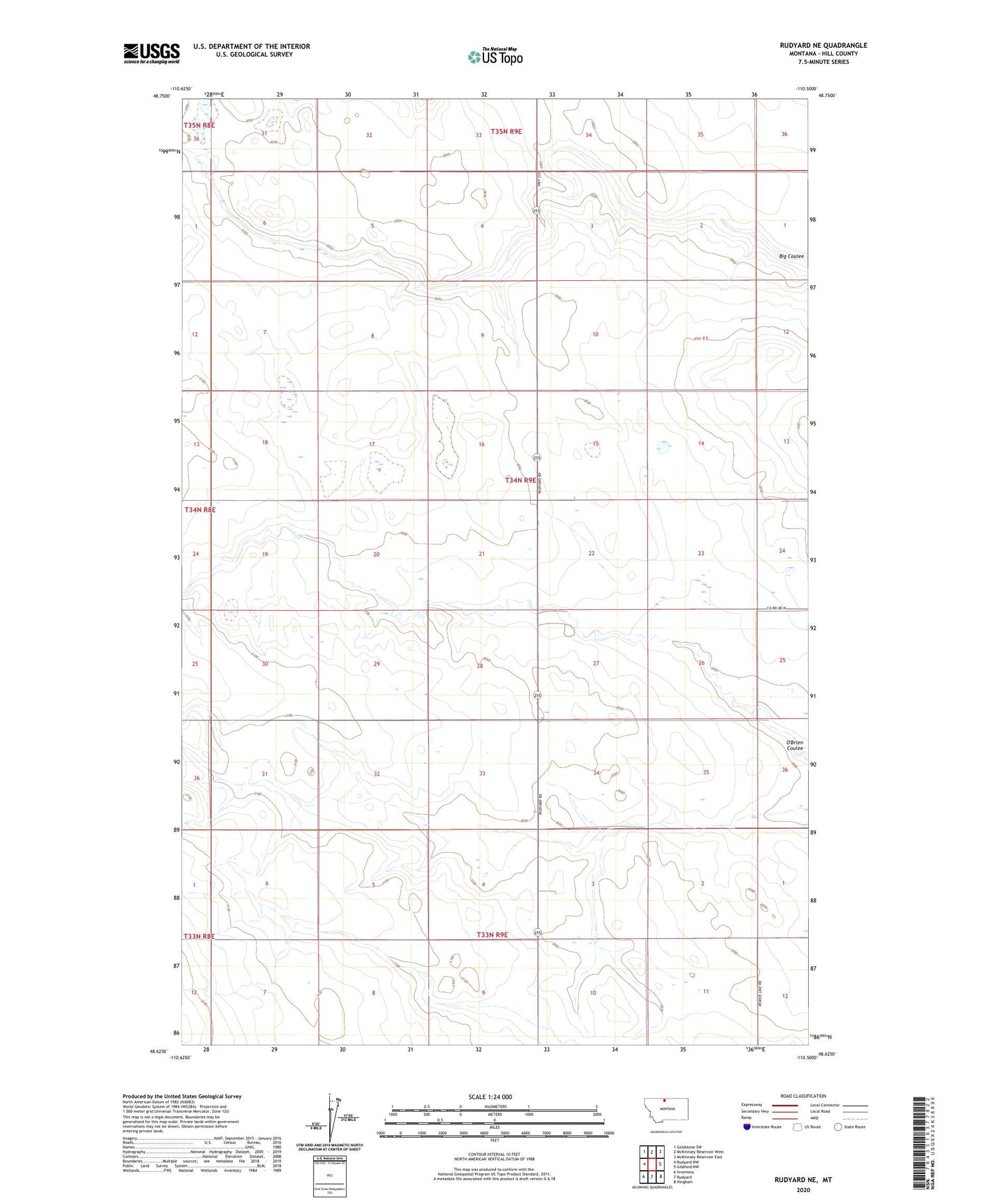 Rudyard NE Montana US Topo Map Image