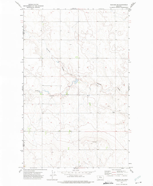 Classic USGS Rudyard NW Montana 7.5'x7.5' Topo Map Image