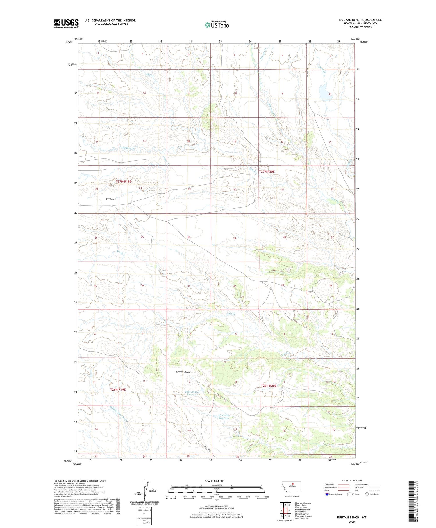 Runyan Bench Montana US Topo Map Image