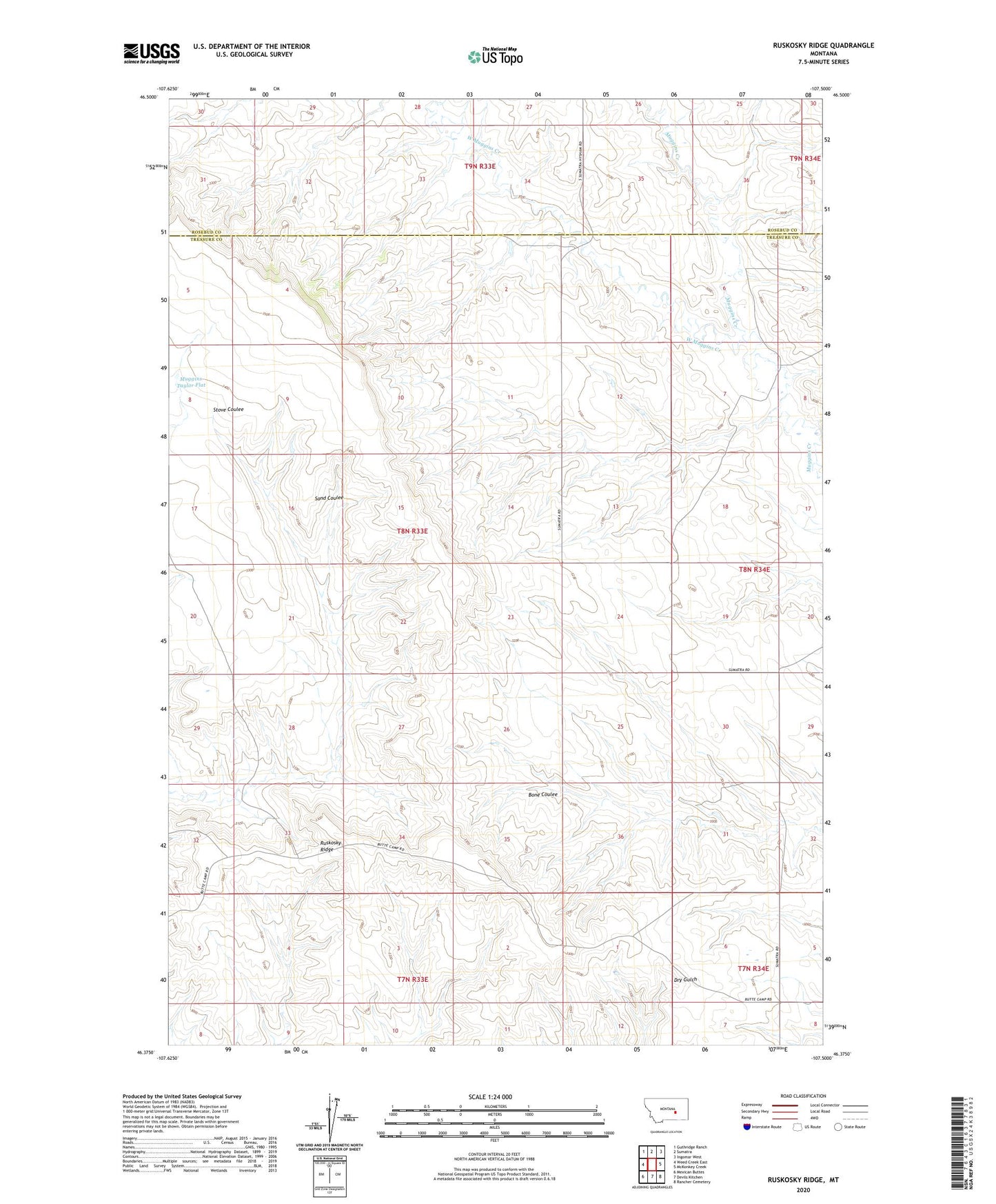 Ruskosky Ridge Montana US Topo Map Image