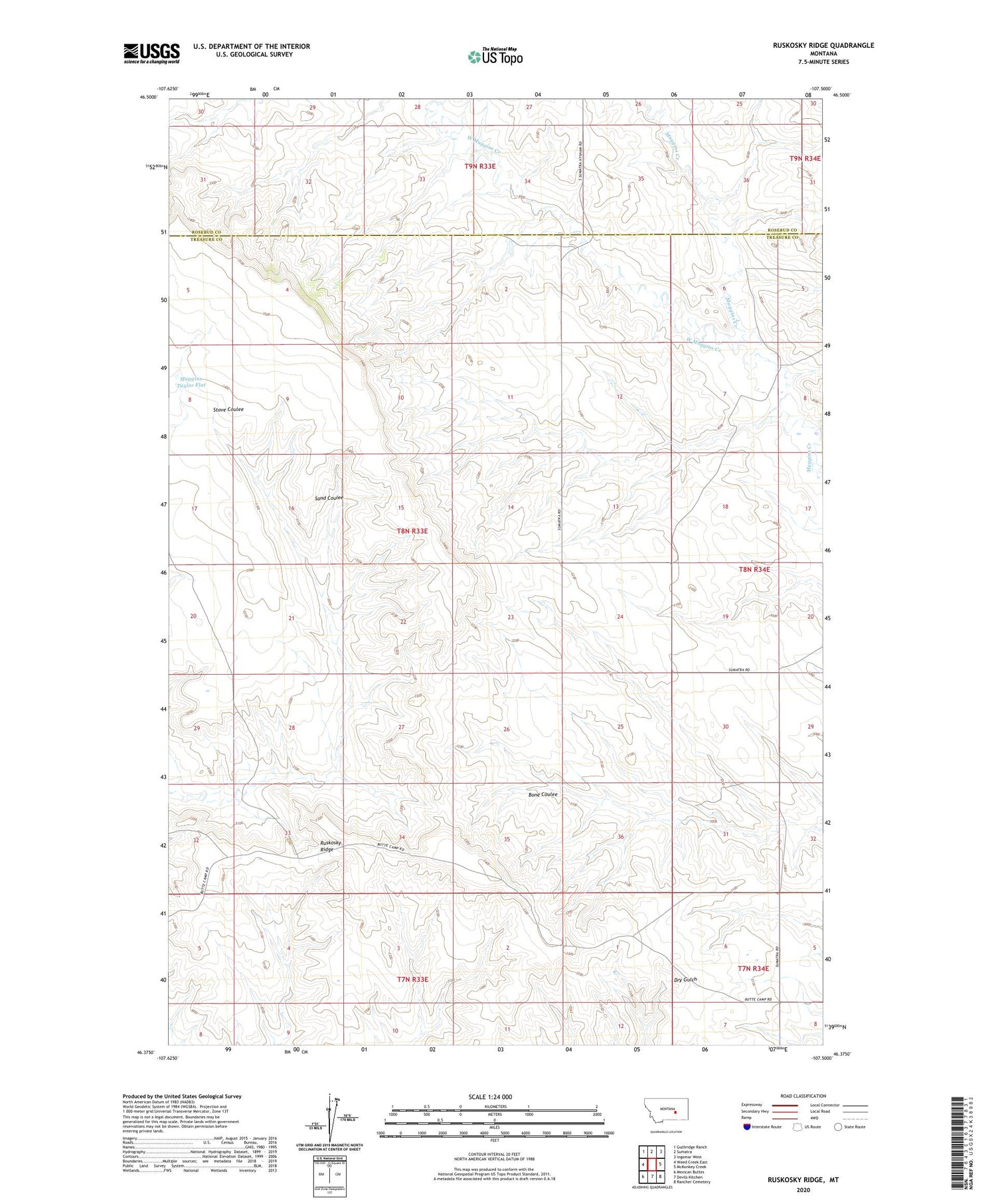 Ruskosky Ridge Montana US Topo Map Image