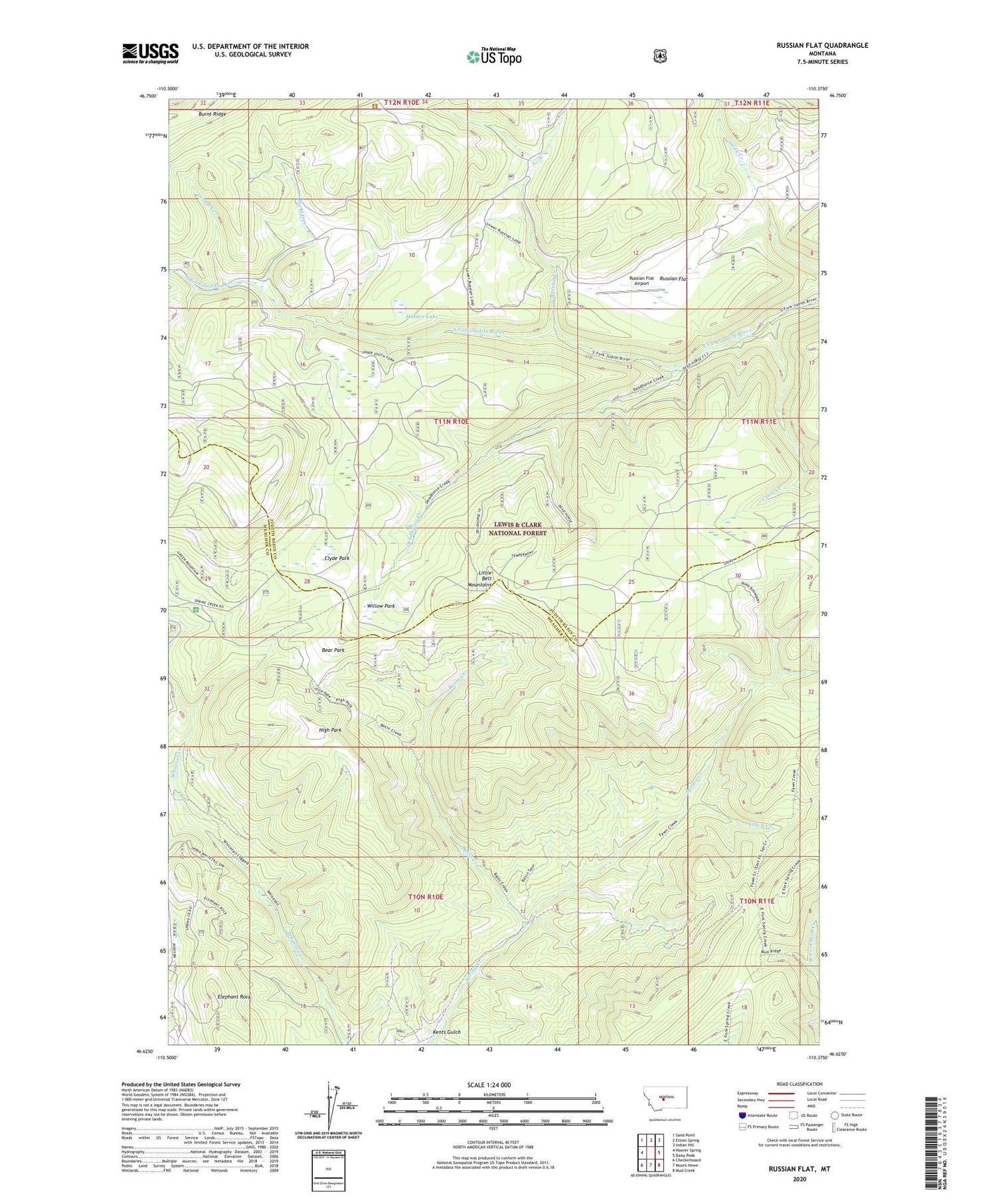 Russian Flat Montana US Topo Map Image
