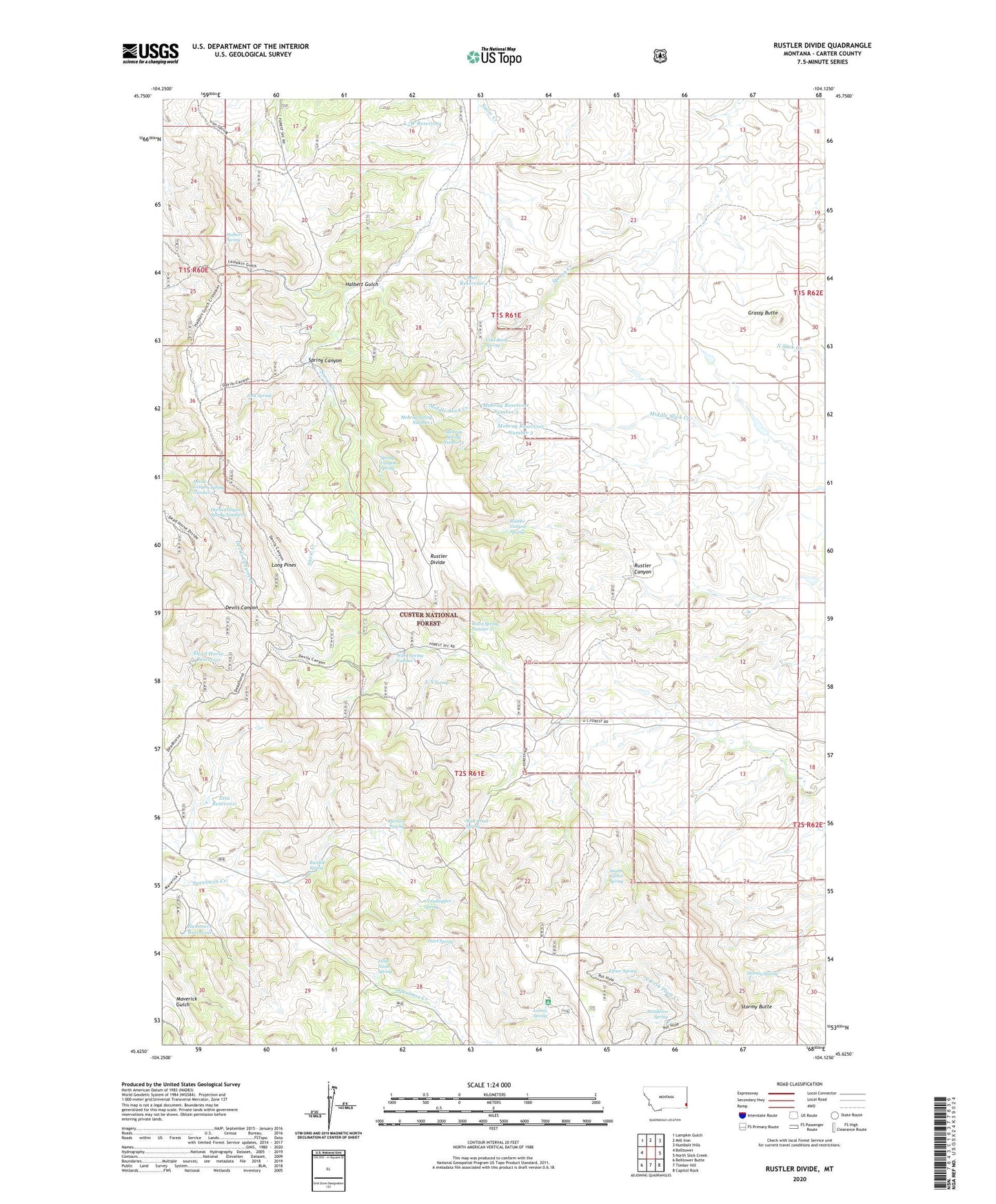 Rustler Divide Montana US Topo Map Image